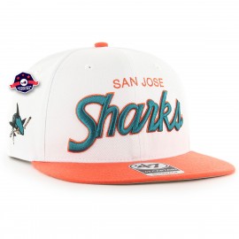 San Jose Sharks Crosstown Captain Cap '47 - - Script - Bianco